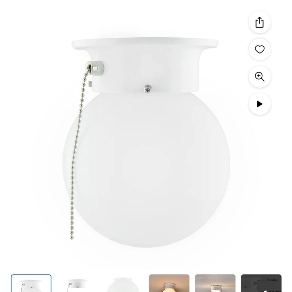White Globe Ceiling Light Fixture